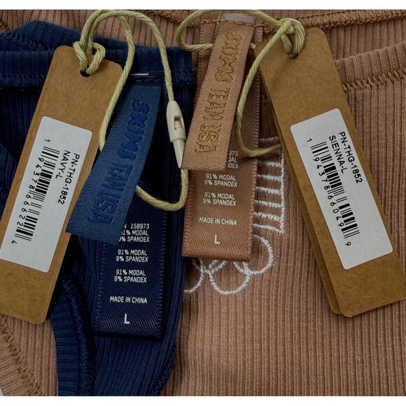 SKIMS Soft Lounge Dipped Thong Team USA Lot of 2 Navy Sienna Large - Picture 8 of 11